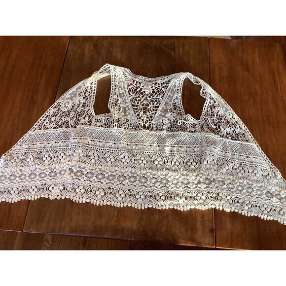 MOSSIMO Bohemian Lace Open Front Vest BOHO CHIC 100% Cotton Ivory Medium - Large - Picture 8 of 14